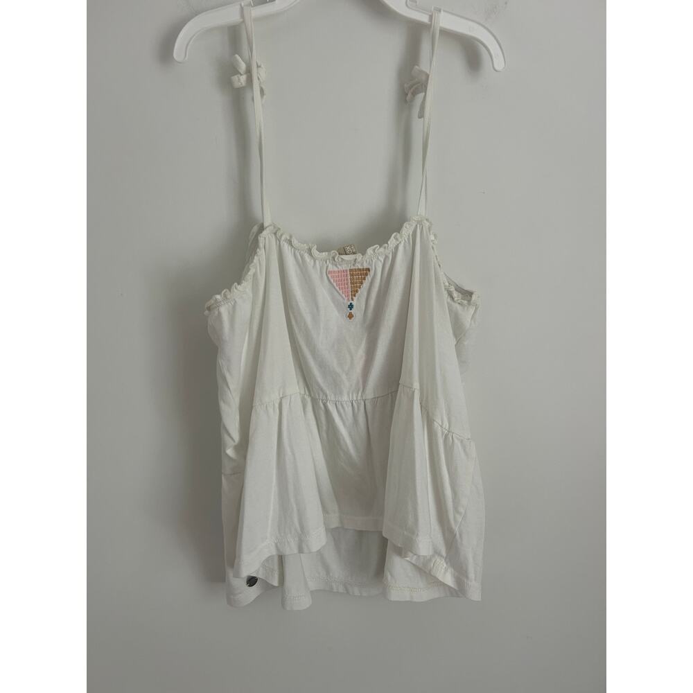 Roxy Girl Embroidered Boho Tank – Size 12 Large – White Summer Top - Picture 5 of 6